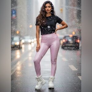 Zyia Active Pink Leopard Unicorn Light And Tight Leggings Size 4